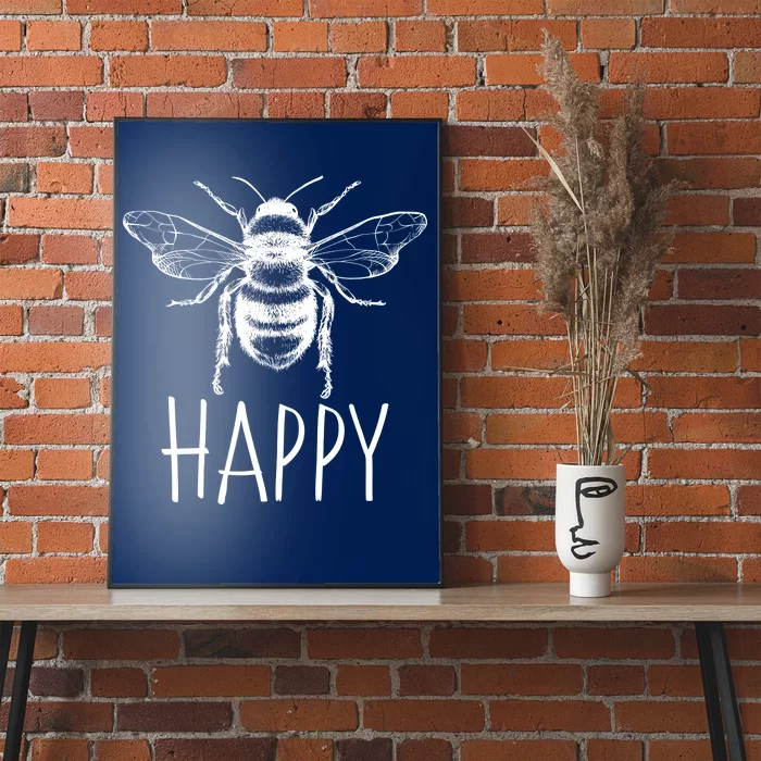 Cute Vintage Bee Happy Poster