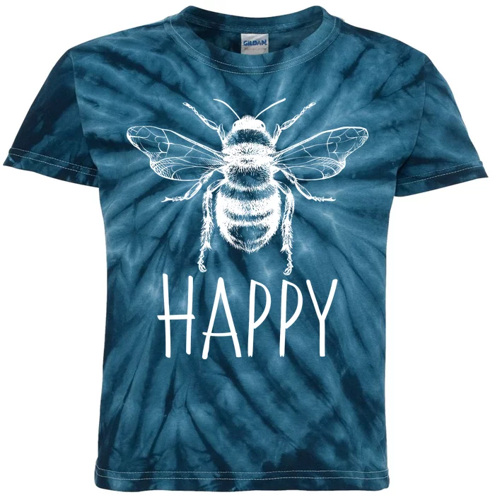 Cute Vintage Bee Happy Kids Tie-Dye T-Shirt