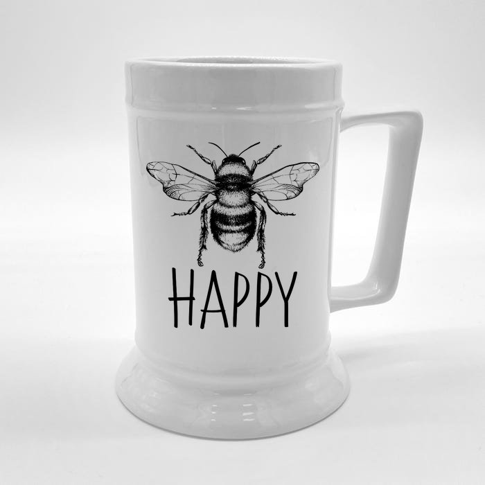 Cute Vintage Bee Happy Front & Back Beer Stein