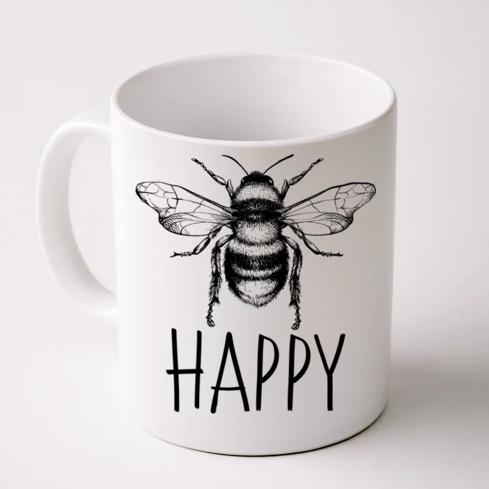 Cute Vintage Bee Happy Front & Back Coffee Mug