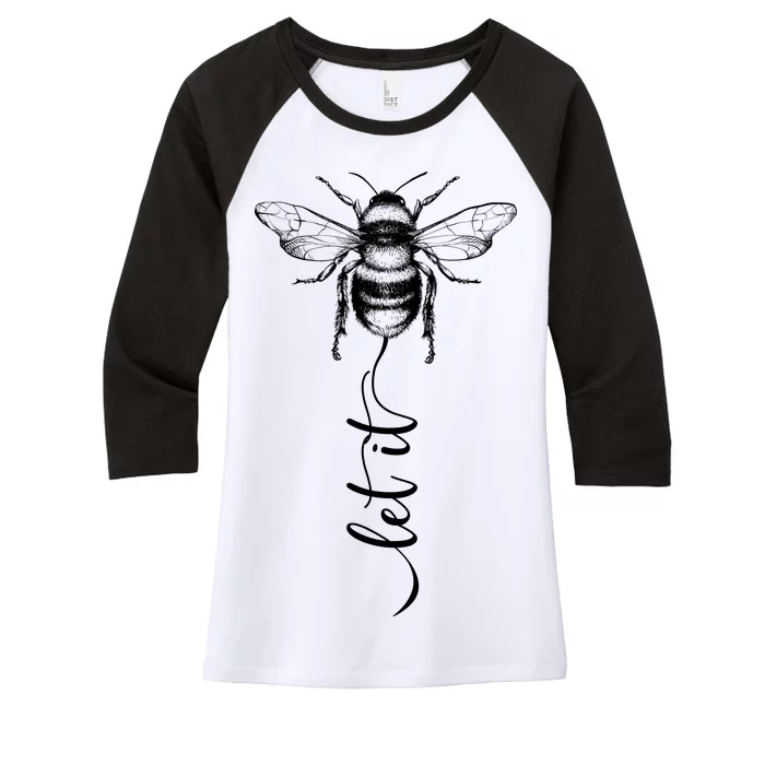 Cute Vintage Let It Bee Women's Tri-Blend 3/4-Sleeve Raglan Shirt