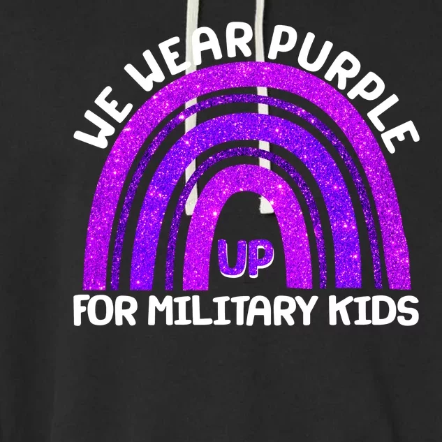 Cute We Wear Purple Up For Military Kids Purple Rainbow Garment-Dyed Fleece Hoodie