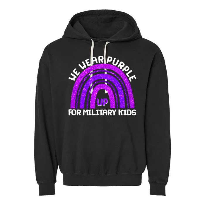 Cute We Wear Purple Up For Military Kids Purple Rainbow Garment-Dyed Fleece Hoodie