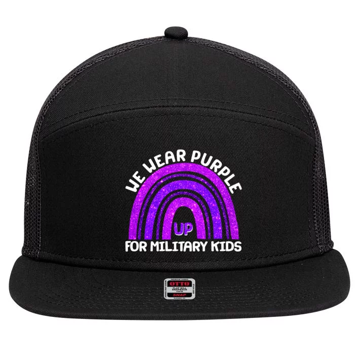 Cute We Wear Purple Up For Military Kids Purple Rainbow 7 Panel Mesh Trucker Snapback Hat