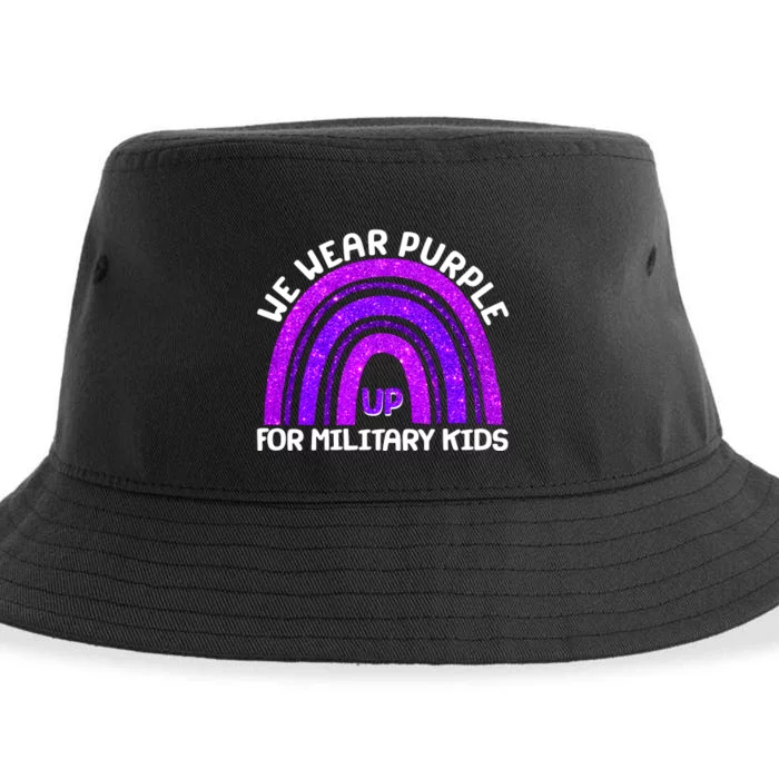 Cute We Wear Purple Up For Military Kids Purple Rainbow Sustainable Bucket Hat