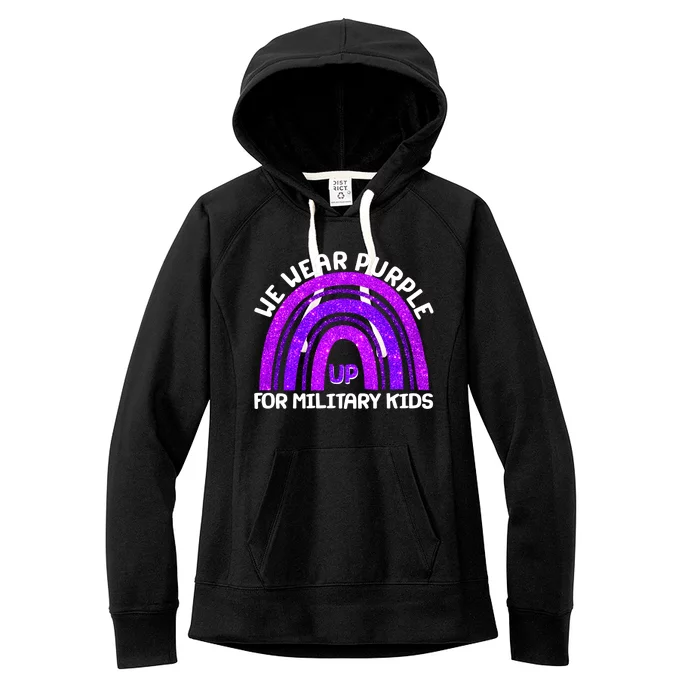 Cute We Wear Purple Up For Military Kids Purple Rainbow Women's Fleece Hoodie