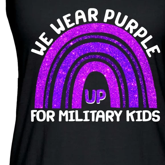 Cute We Wear Purple Up For Military Kids Purple Rainbow Ladies Essential Flowy Tank