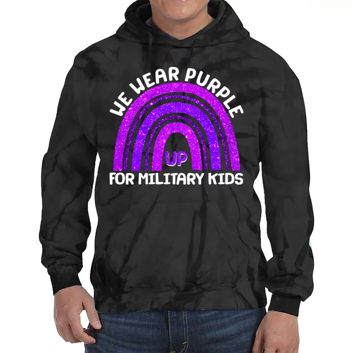 Cute We Wear Purple Up For Military Kids Purple Rainbow Tie Dye Hoodie