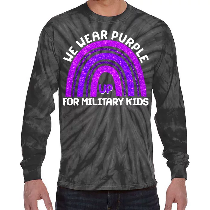 Cute We Wear Purple Up For Military Kids Purple Rainbow Tie-Dye Long Sleeve Shirt