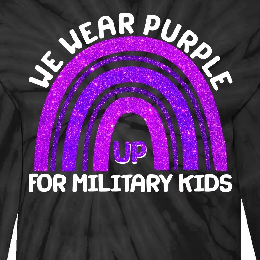 Cute We Wear Purple Up For Military Kids Purple Rainbow Tie-Dye Long Sleeve Shirt