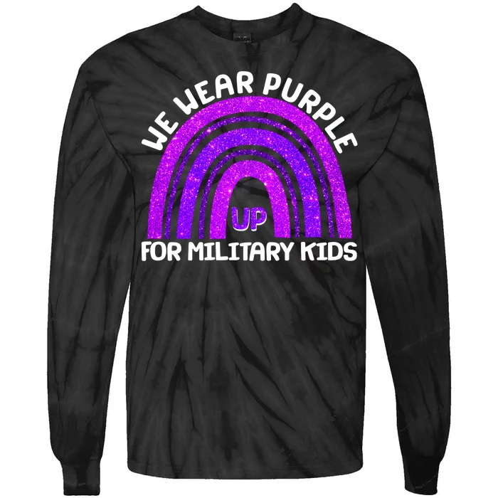 Cute We Wear Purple Up For Military Kids Purple Rainbow Tie-Dye Long Sleeve Shirt