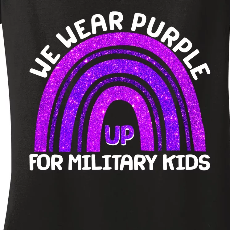 Cute We Wear Purple Up For Military Kids Purple Rainbow Women's V-Neck T-Shirt