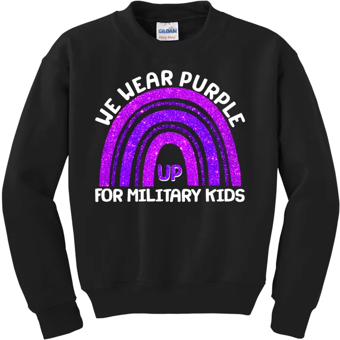 Cute We Wear Purple Up For Military Kids Purple Rainbow Kids Sweatshirt