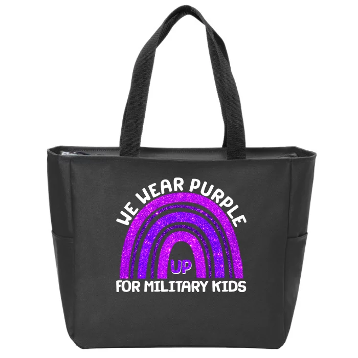 Cute We Wear Purple Up For Military Kids Purple Rainbow Zip Tote Bag