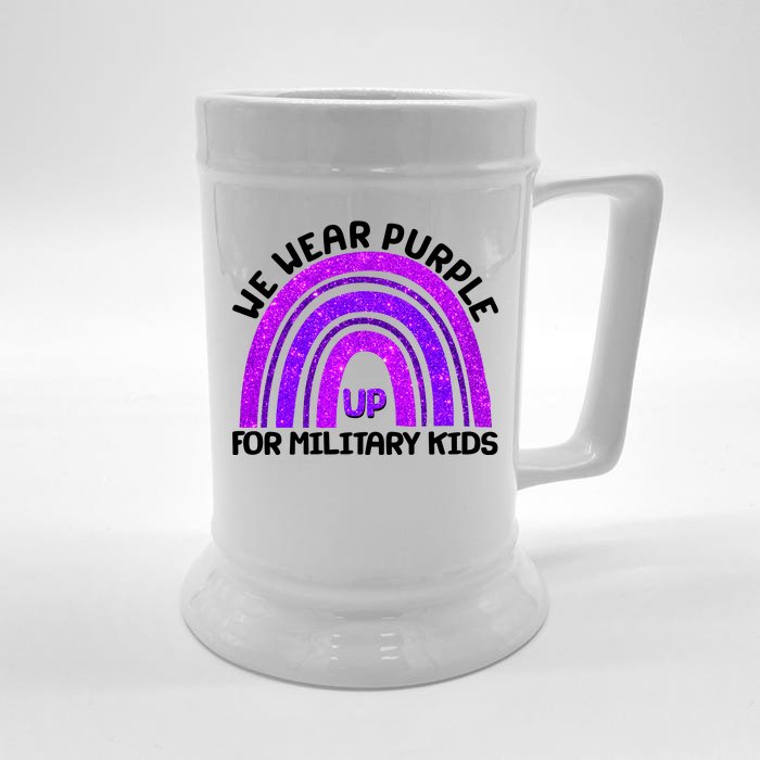 Cute We Wear Purple Up For Military Kids Purple Rainbow Front & Back Beer Stein