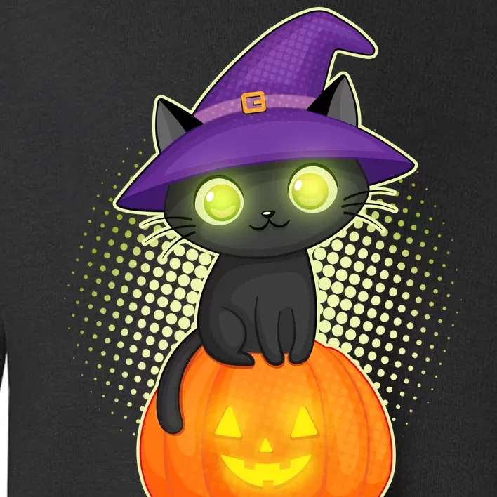 Cute Witch Kitten With Pumpkin Toddler Sweatshirt