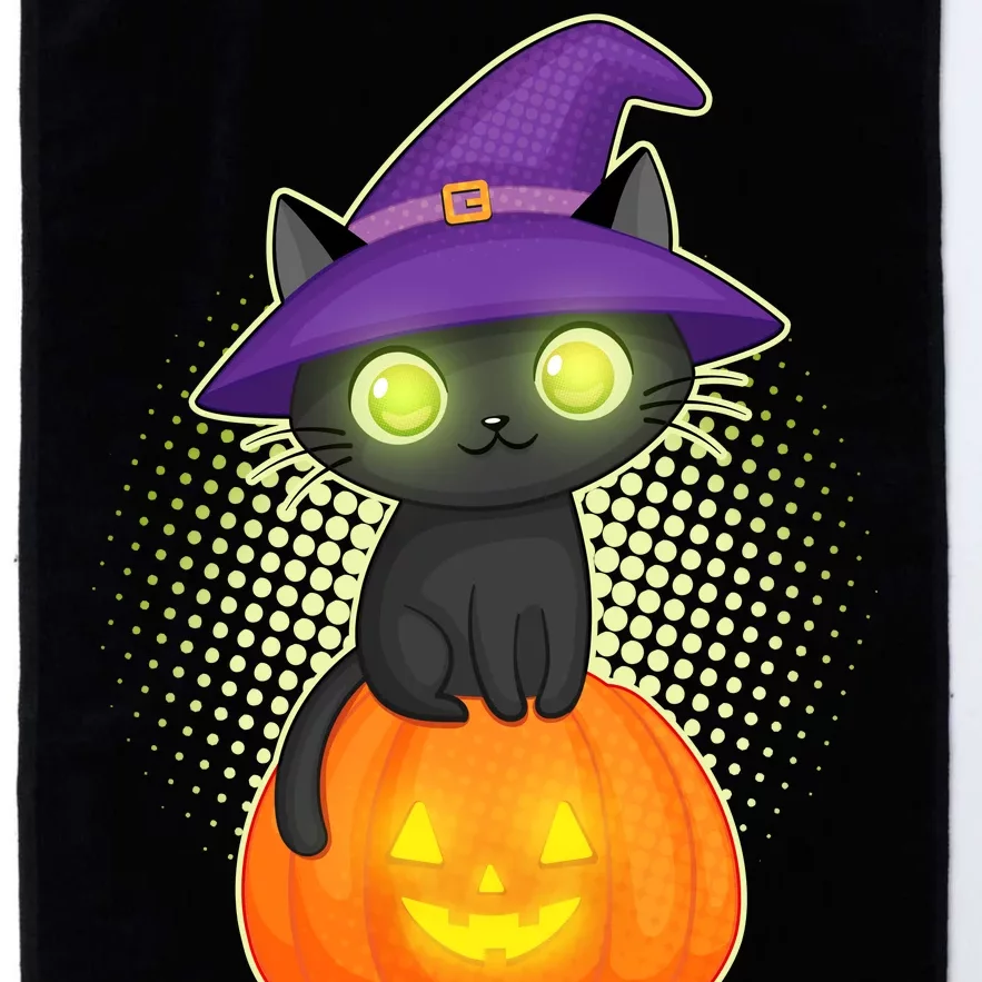 Cute Witch Kitten With Pumpkin Platinum Collection Golf Towel