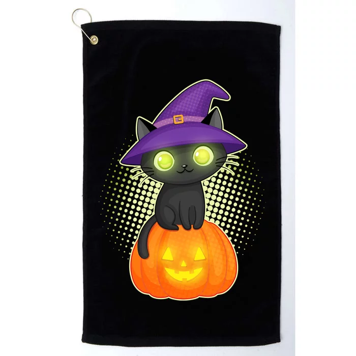 Cute Witch Kitten With Pumpkin Platinum Collection Golf Towel