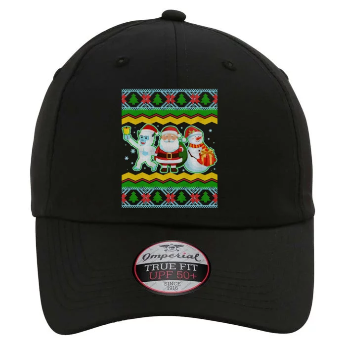 Cute Yeti Santa and Snowman Ugly Sweater The Original Performance Cap