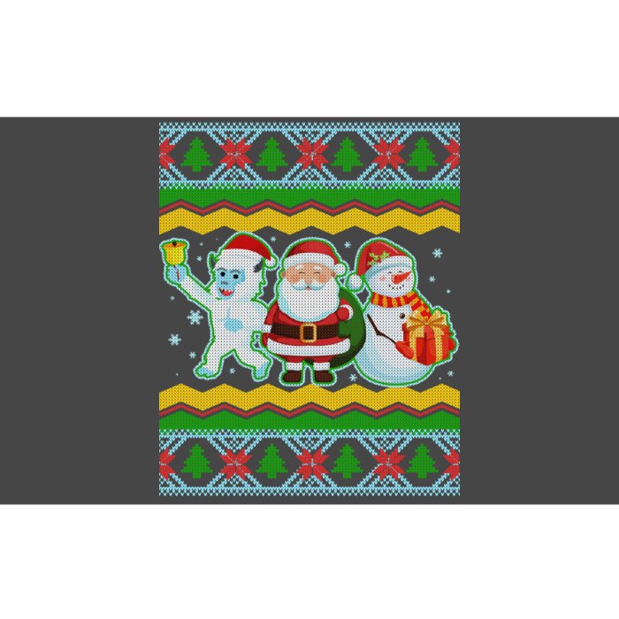 Cute Yeti Santa and Snowman Ugly Sweater Bumper Sticker