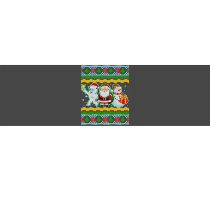 Cute Yeti Santa and Snowman Ugly Sweater Bumper Sticker