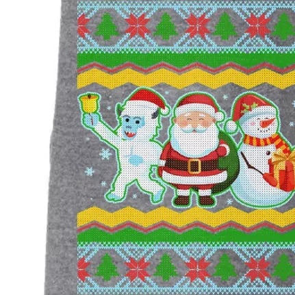 Cute Yeti Santa and Snowman Ugly Sweater Doggie 3-End Fleece Hoodie