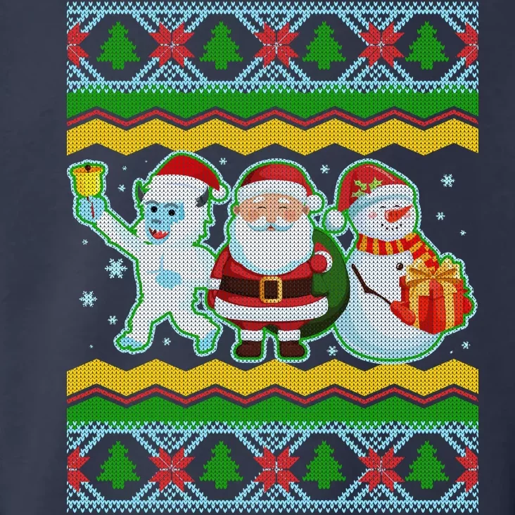 Cute Yeti Santa and Snowman Ugly Sweater Toddler Hoodie