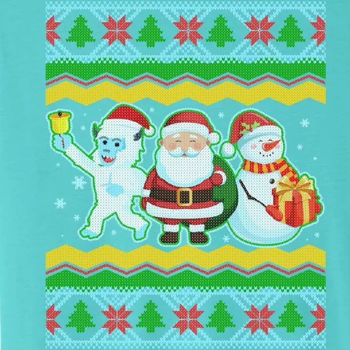 Cute Yeti Santa and Snowman Ugly Sweater ChromaSoft Performance T-Shirt