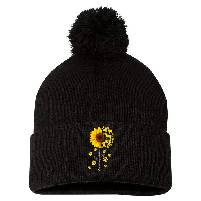 Cute You Are My Sunshine Sunflower Dogs Pom Pom 12in Knit Beanie