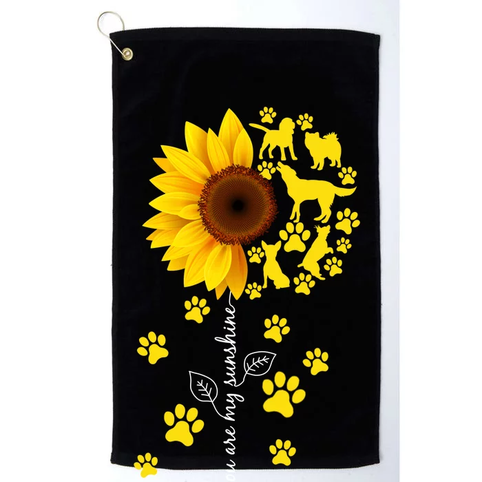 Cute You Are My Sunshine Sunflower Dogs Platinum Collection Golf Towel