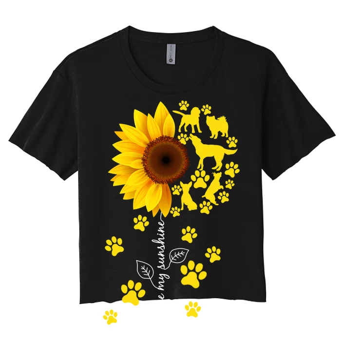 Cute You Are My Sunshine Sunflower Dogs Women's Crop Top Tee