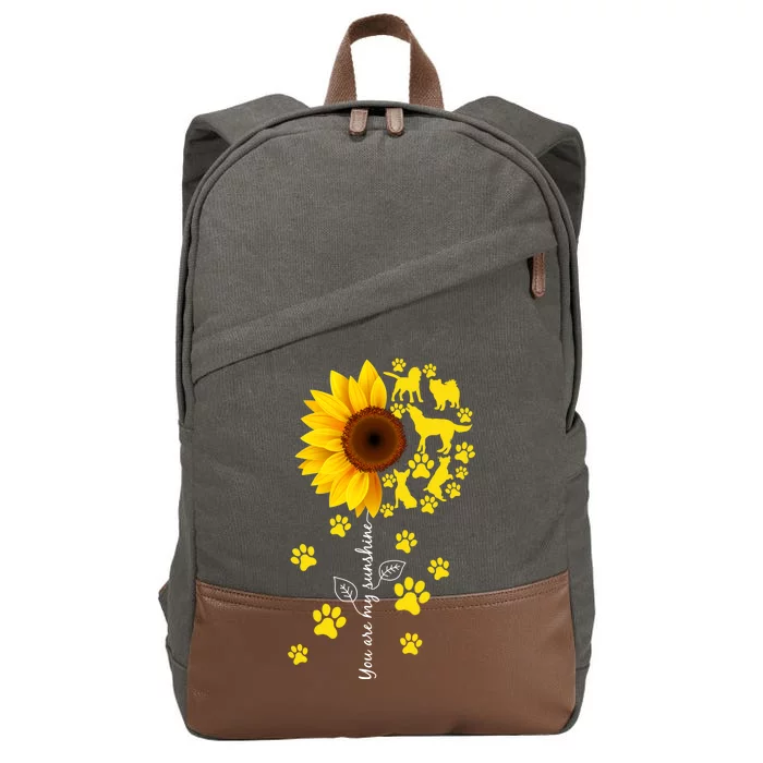 Cute You Are My Sunshine Sunflower Dogs Cotton Canvas Backpack