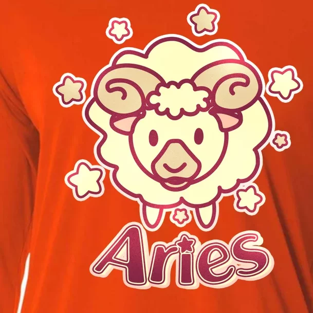 Cute Zodiac Aries Ram Cooling Performance Long Sleeve Crew