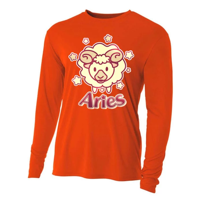 Cute Zodiac Aries Ram Cooling Performance Long Sleeve Crew