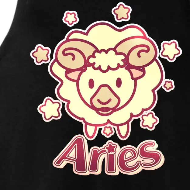 Cute Zodiac Aries Ram Ladies Tri-Blend Wicking Tank