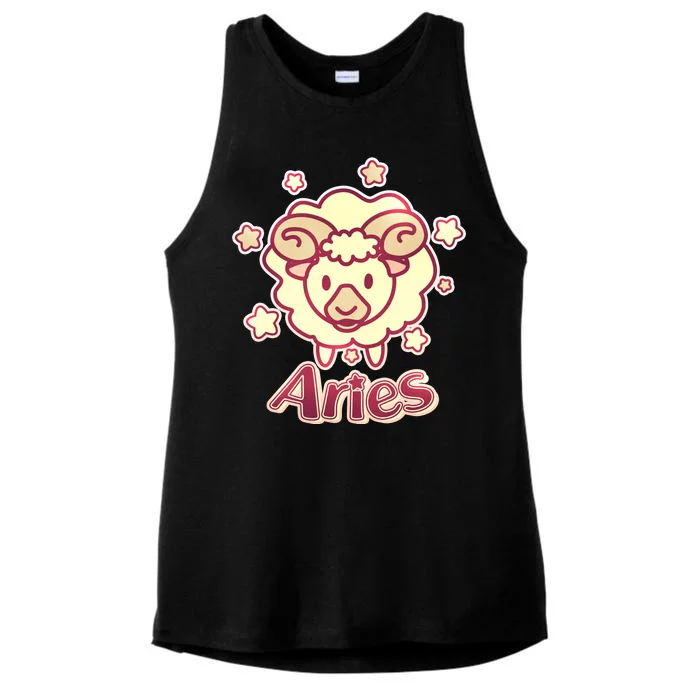 Cute Zodiac Aries Ram Ladies Tri-Blend Wicking Tank