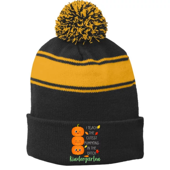 Cutest Pumpkins In The Patch Kindergarten Stripe Pom Pom Beanie