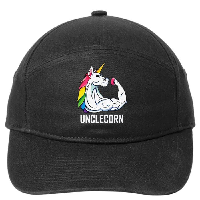 Cute Unicorn Uncle Birthday Party Apparel UncleCorn 7-Panel Snapback Hat