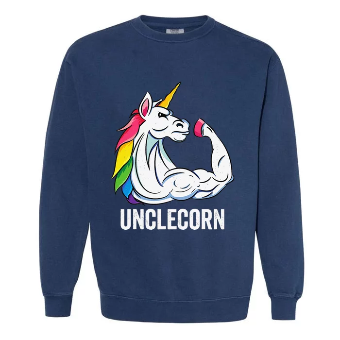 Cute Unicorn Uncle Birthday Party Apparel UncleCorn Garment-Dyed Sweatshirt