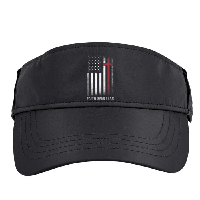 Christian US USA Flag American Christ Faith Over Fear Cross Adult Drive Performance Visor