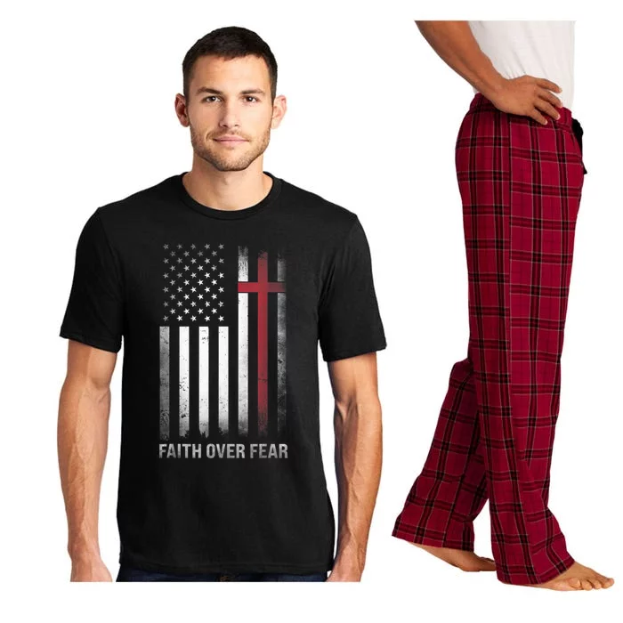 Christian US USA Flag American Christ Faith Over Fear Cross Pajama Set