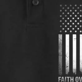 Christian US USA Flag American Christ Faith Over Fear Cross Dry Zone Grid Performance Polo