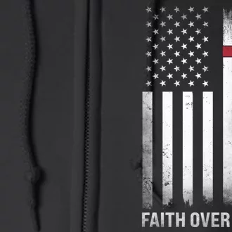 Christian Us Usa Flag American Christ Faith Over Fear Cross Full Zip Hoodie