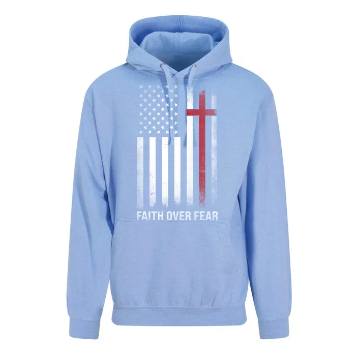 Christian Us Usa Flag American Christ Faith Over Fear Cross Unisex Surf Hoodie