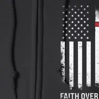 Christian Us Usa Flag American Christ Faith Over Fear Cross Full Zip Hoodie