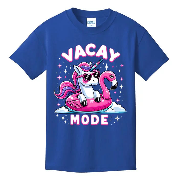 Cute Unicorn Vacay Mode Funny Family Vacation Flamingo Gift Kids T-Shirt