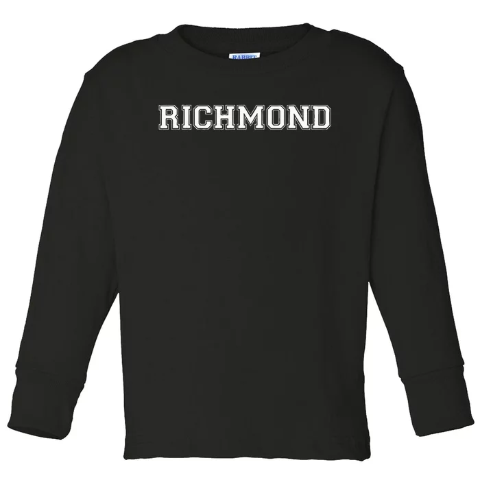 College University Varsity Style Richmond Virginia VI State Toddler Long Sleeve Shirt