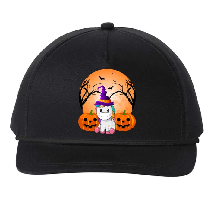 Cute Unicorn Witch Jack O Lantern Halloween Snapback Five-Panel Rope Hat