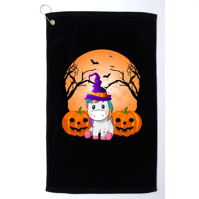 Cute Unicorn Witch Jack O Lantern Halloween Platinum Collection Golf Towel