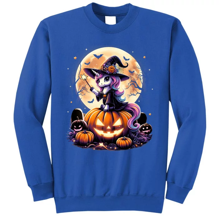 Cute Unicorn Witch Pumpkin Halloween Shirts Daughter Tall Sweatshirt